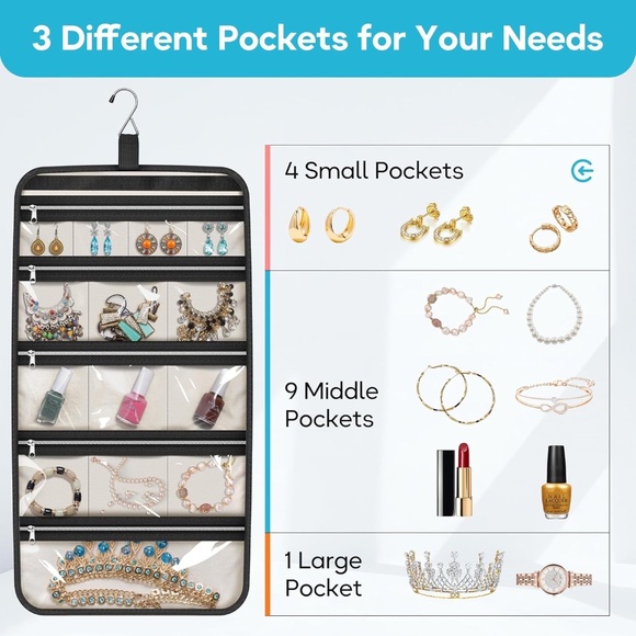 MISSLO Hanging and Foldable Jewelry / Accessory Organizer - Picture 4 of 9